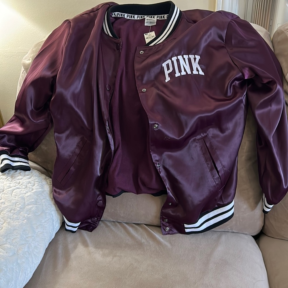 Pink Brand Burgundy Satin jacket - Size S
